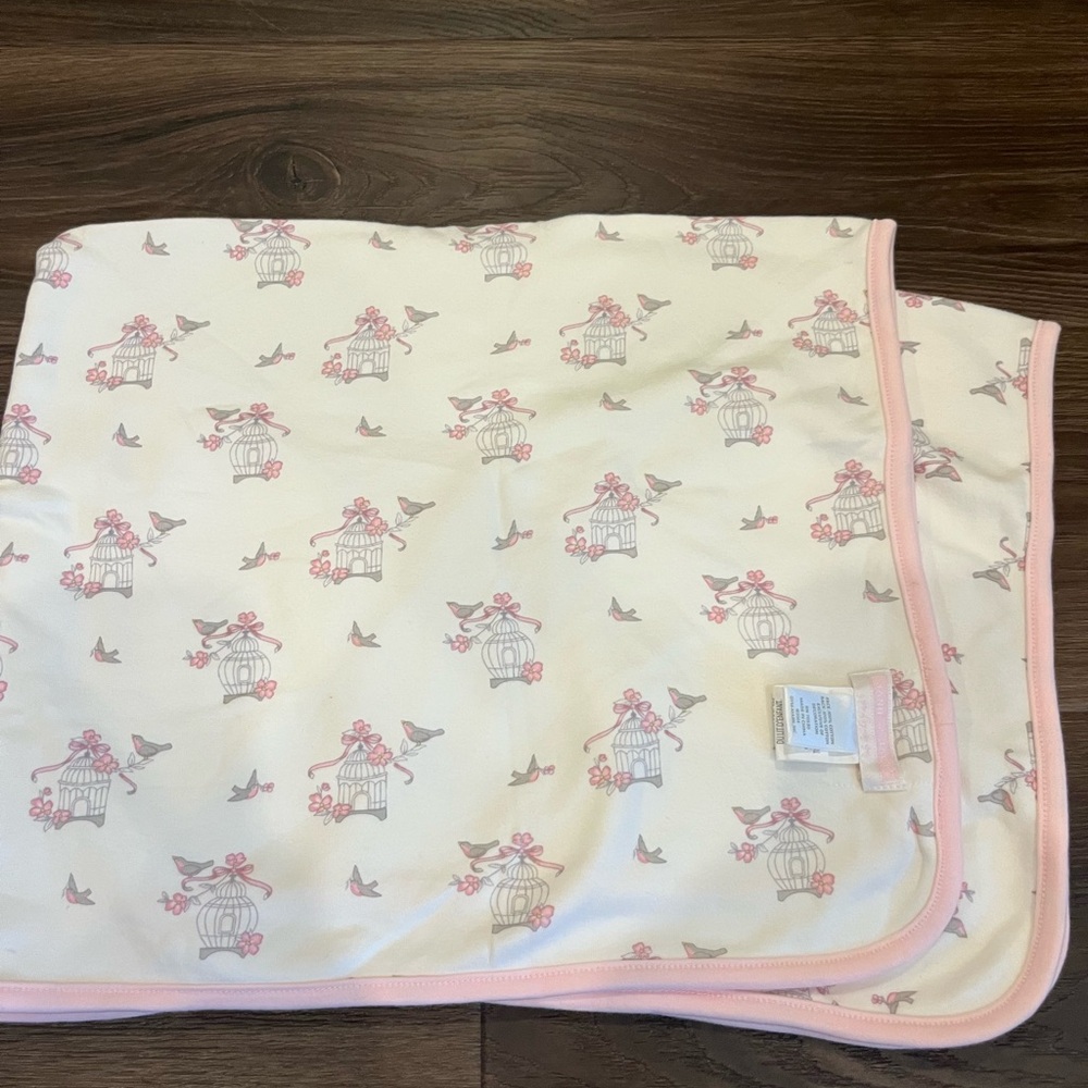 Janie and Jack Pink and White Blanket with Delicate Pattern